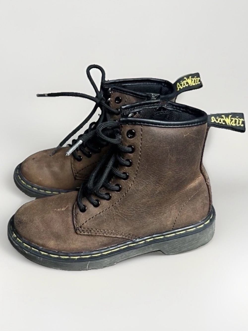 Dr Martens Little Kids Size 1 Brown Leather 8 Eye Ankle Boots AW004 Grunge Boho